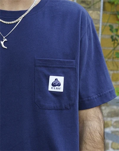 Elsk - Pocket Brushed T-Shirt - Dark Navy